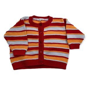 Kissy Baby Unisex Red Orange Cotton Knit Sweater Coat Button Up 6-9 6 9 Months